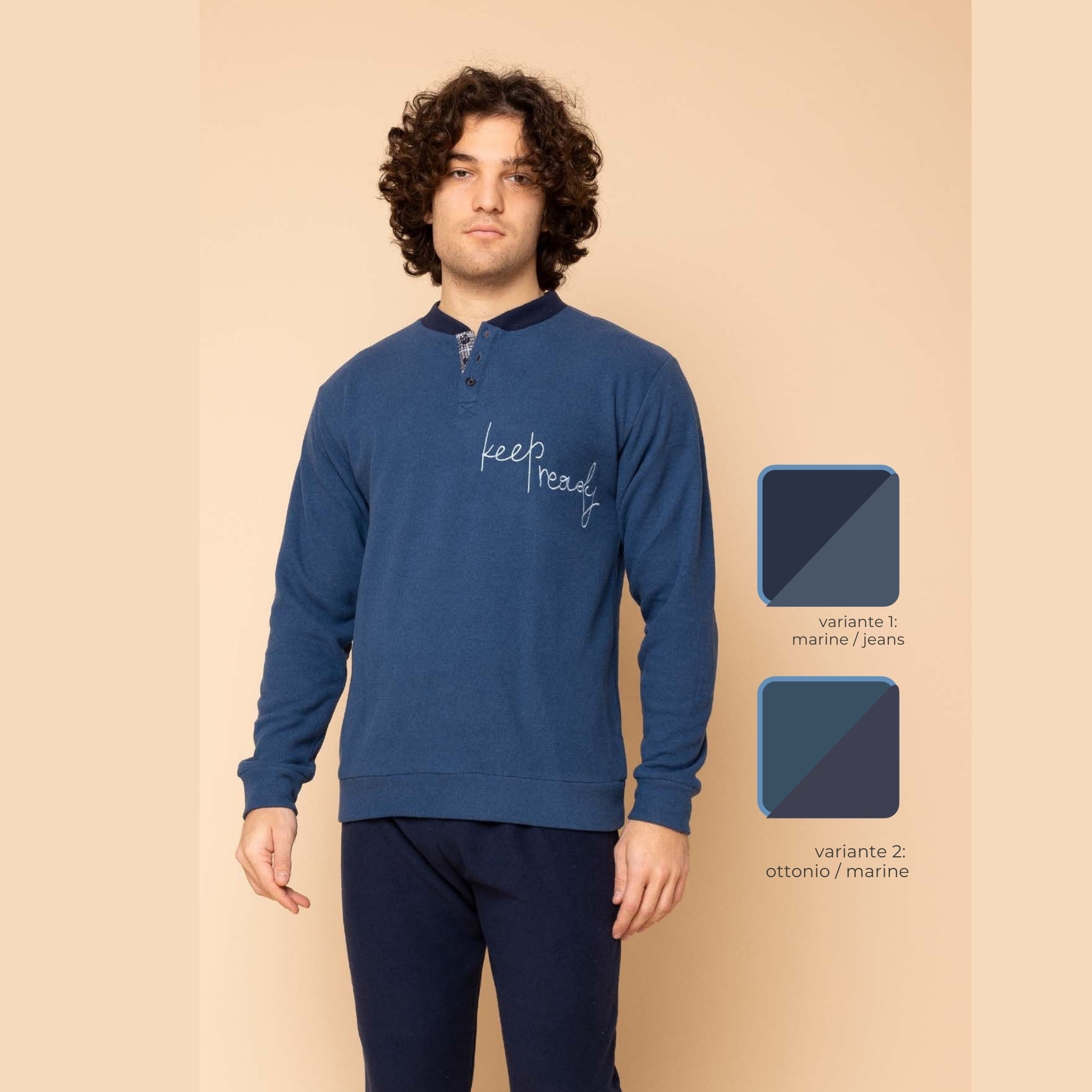 Irge - Pigiama Uomo Invernale Punto Milano Aperto Fantasia E Pantalone Con Elastico No Stress Art. Ptu42