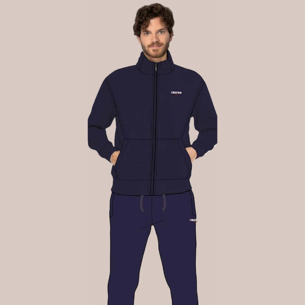 El Charro - Tuta Uomo In Felpa Aperta Avanti Pantalone Con Tasche E Coulisse  Art. Gcm135