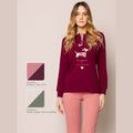 Irge - Pigiama Donna Serafino In Caldo Cotone 100% Con Applicazione  Art. Mii2133