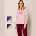 Irge - Pigiama Donna Serafino In Caldo Cotone 100% Con Applicazione  Art. Mii2139