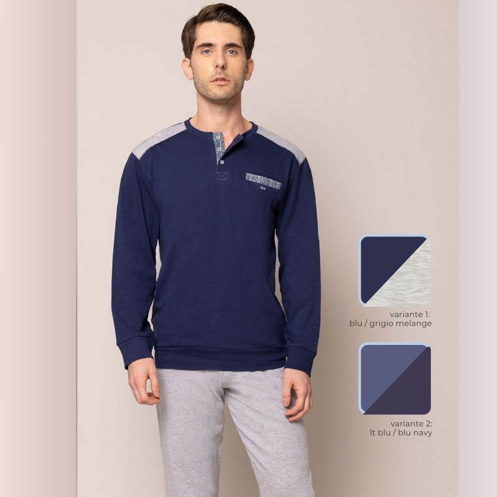 Irge - Pigiama Uomo Serafino In Caldo Cotone 100% Con Taschino  Art. Mii2122