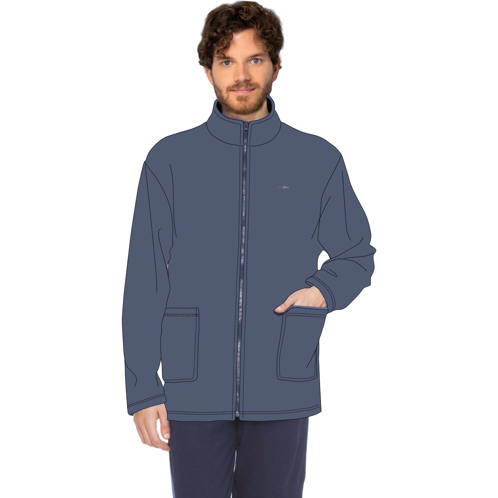 Irge - Giacca Uomo Invernale In Caldo Pile Tinta Unita Con Zip E Tasche  Art. Y&mp593