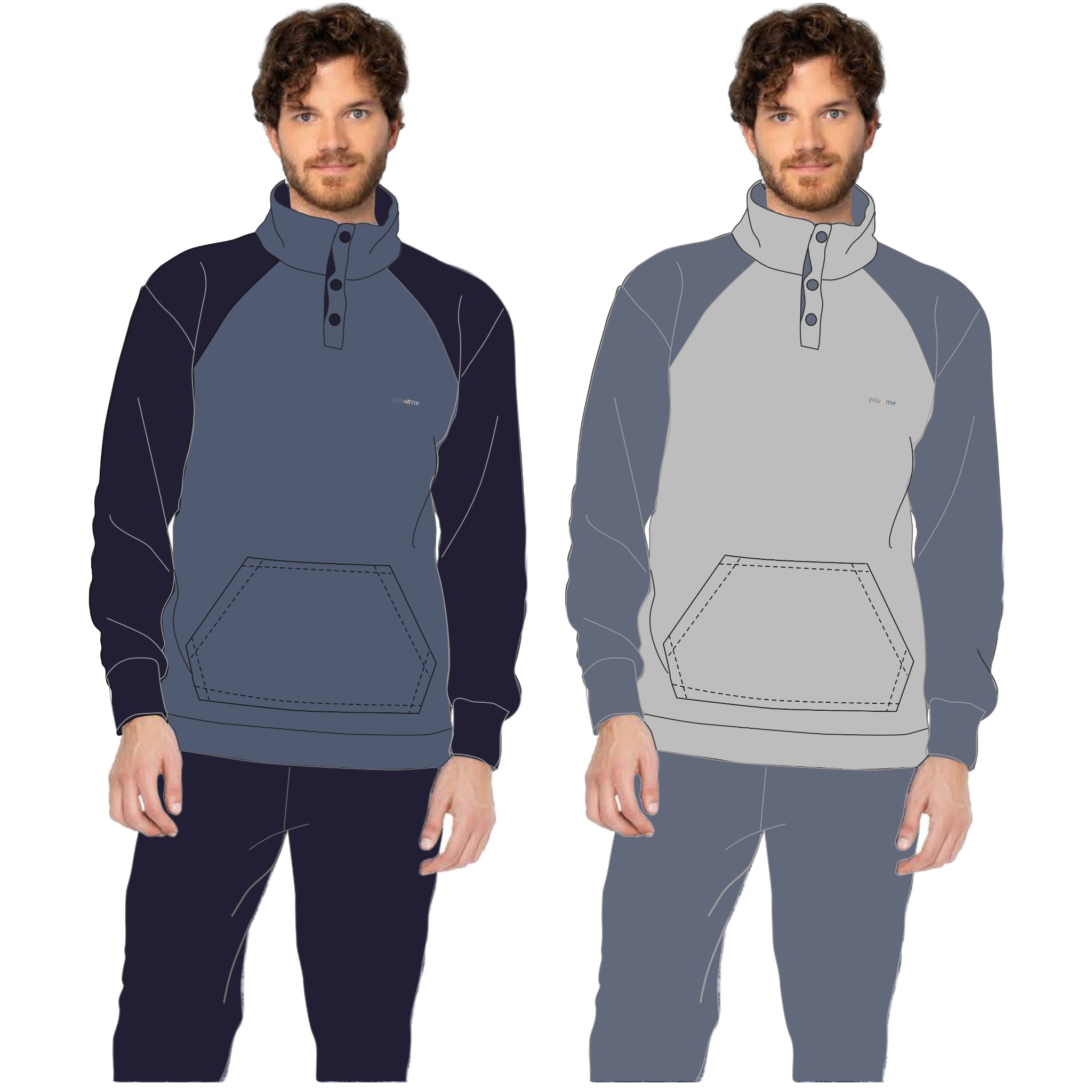 Y&m Boy - Pigiama Ragazzo Serafino 3 Bottoni Lupetto In Pile Con Marsupio  Art. Bymp54