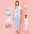 Irge - Pigiama Donna (mezza Manica E Pantalone Lungo) Aperto Avanti Fantasia In Puro Cotone Art. Irl2262
