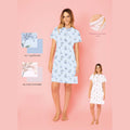Irge Estate  Camicia Da Notte Donna Calibrata Serafino Mezza Manica In Puro Cotone Stampato Art. Cdc224