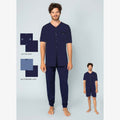 Irge Estate   Pigiama 3 Pezzi Uomo Aperto Calibrato Mezza Manica+pantalone Lungo+corto 100%cot. Art. Tuc24