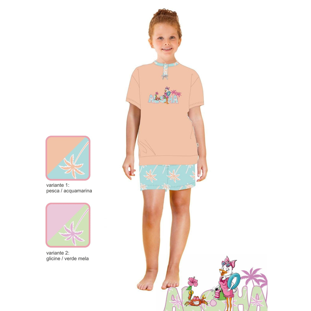 Irge Estate  Pigiama Corto Bimba Mezza Manica Con Stampa 100% Cotone  Art. Ikc490