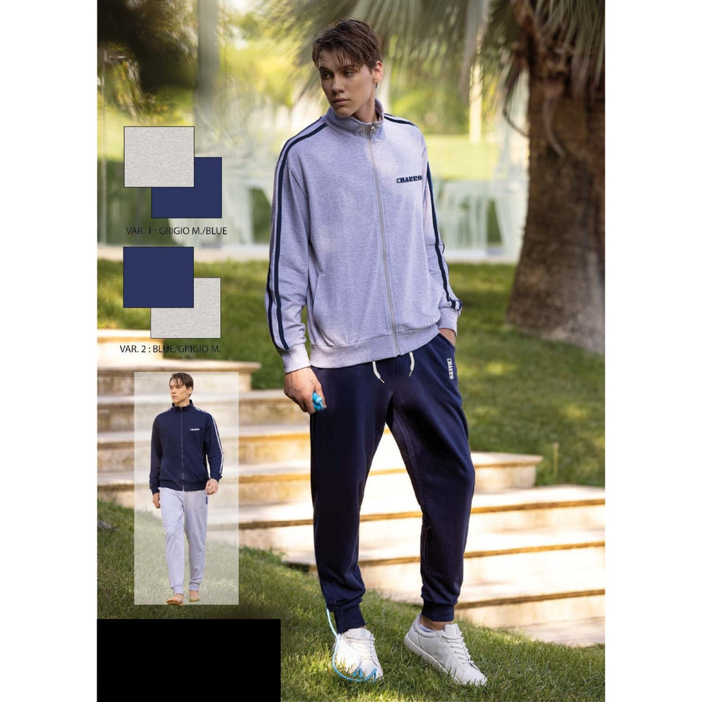 El Charro Tuta Uomo Full-zip In French Terry Manica Lunga 100% Cotone Art. Gcm169
