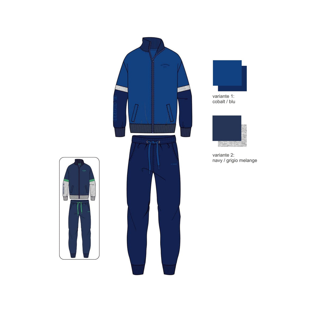 El Charro Tuta Uomo Full-zip In French Terry Manica Lunga 100% Cotone Art. Gcm187