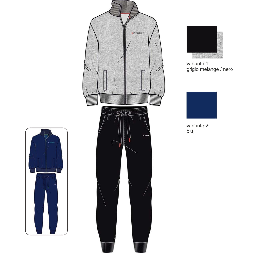 El Charro  Tuta Uomo Full-zip In French Terry Manica Lunga 100% Cotone Art. Gcm193