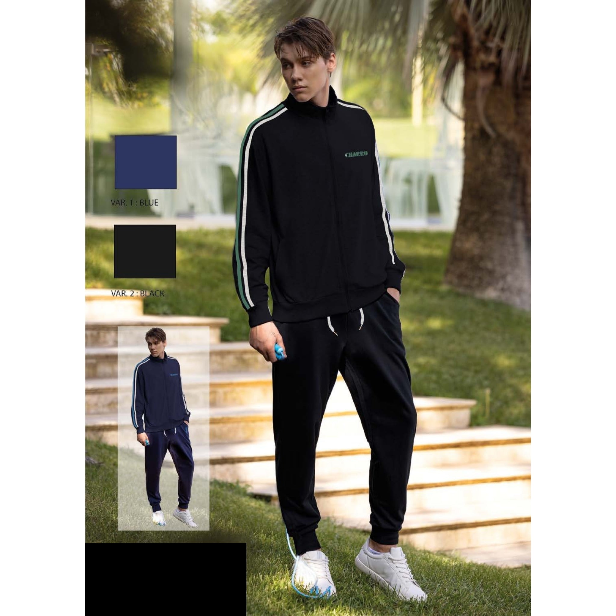 El Charro Tuta Uomo Calibrata Full-zip In French Terry Manica Lunga 100% Cotone Art. Gcmc19