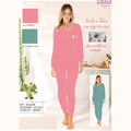 Irge - Pigiama Serafino Donna Lungo In Jersey Puro Cotone Tinta Unita Art. Mil2309