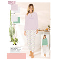Irge - Pigiama Con Collo Serafino Donna Lungo In Jersey Puro Cotone Fantasia Art. Mil2326
