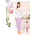 Irge - Pigiama Serafino Donna Lungo In Jersey Puro Cotone Con Stampa Art. Mil2336