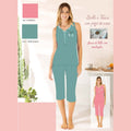 Irge Estate Pigiama Donna Pinocchietto Spalla Larga 3 Bottoni In Puro Cotone   Art. Mic2312