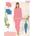 Irge - Pigiama Serafino Donna Lungo Calibrato In Jersey Puro Cotone Ricamato Art. Cdml207