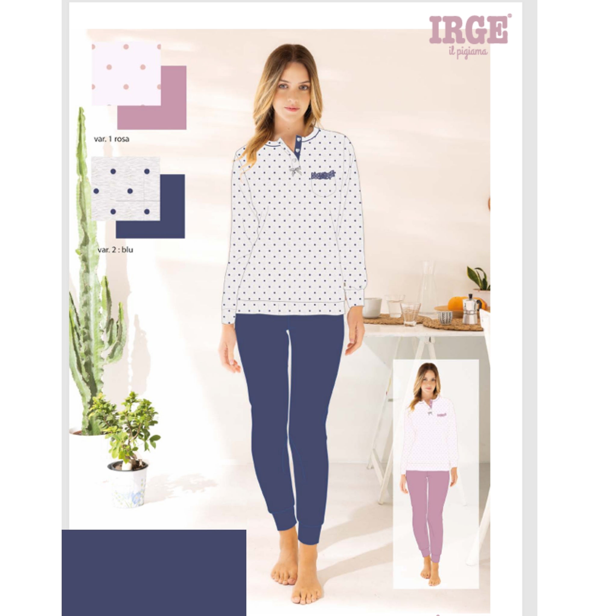 Irge -  Pigiama Ragazza Collo Serafino In Puro Cotone Stampato Art. Sdl203