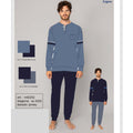 Irge - Pigiama Serafino Uomo Lungo In Jersey Puro Cotone Con Taschino Art. Mil2252