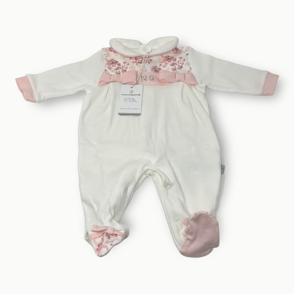 Nazareno Gabrielli Tutina Baby Femminuccia In Caldo Cotone Con Applicazioni Art. Ng2212-95