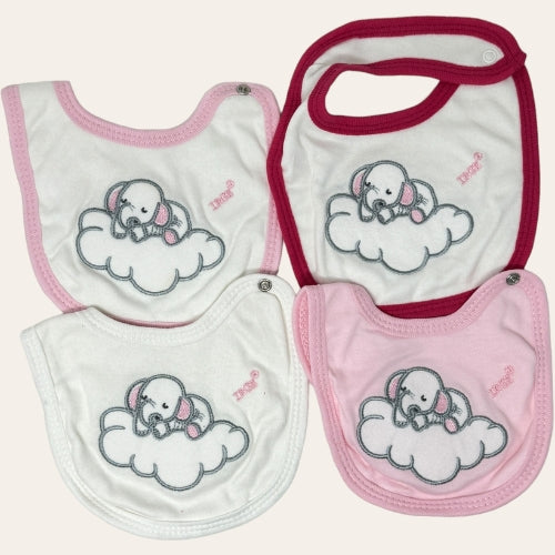 Nancy Baby Idea Regalo Bavetta In Puro Cotone Con Clips Ricamo Elefantino  Art. Ir266-4