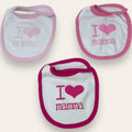 Irge - Bavetta Neonata Stampata - I Love Mamma- In Puro Cotone Con Clips  Art. 280-1
