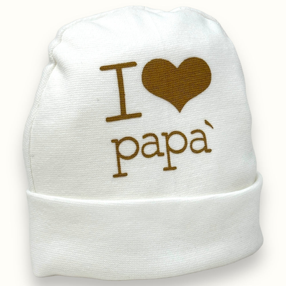 Teneri Bebè - Cappello Baby In Puro Cotone Con Stampa  I Love Papa'  Art. 1662-1