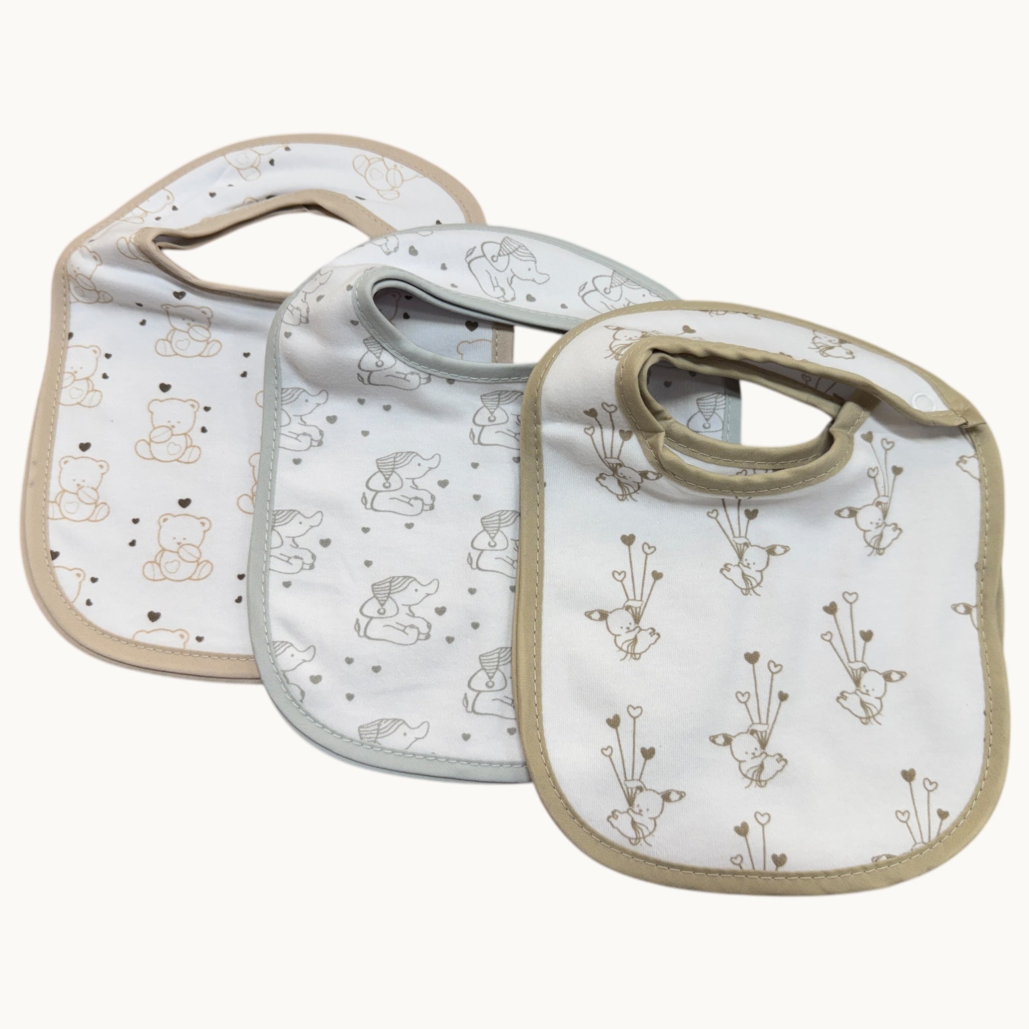 Irge Baby - Pacco Da 6 Bavette Neonato In Puro Cotone Stampato Con Clips  Art. Ir1384-4
