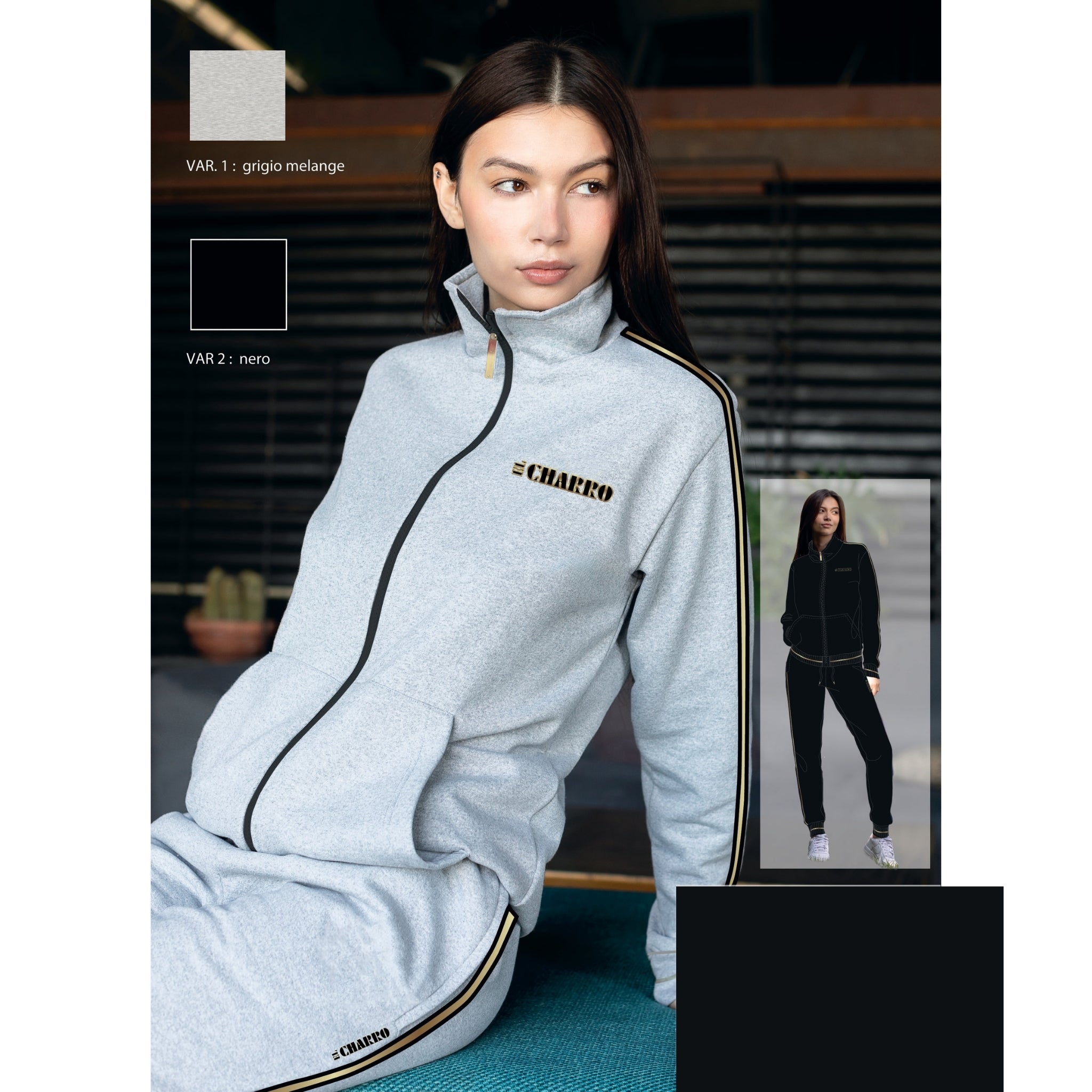 El Charro Sport Donna Tuta In Felpa Full Zip Pantalone Con Tasche E Coulisse  Art.gcl222