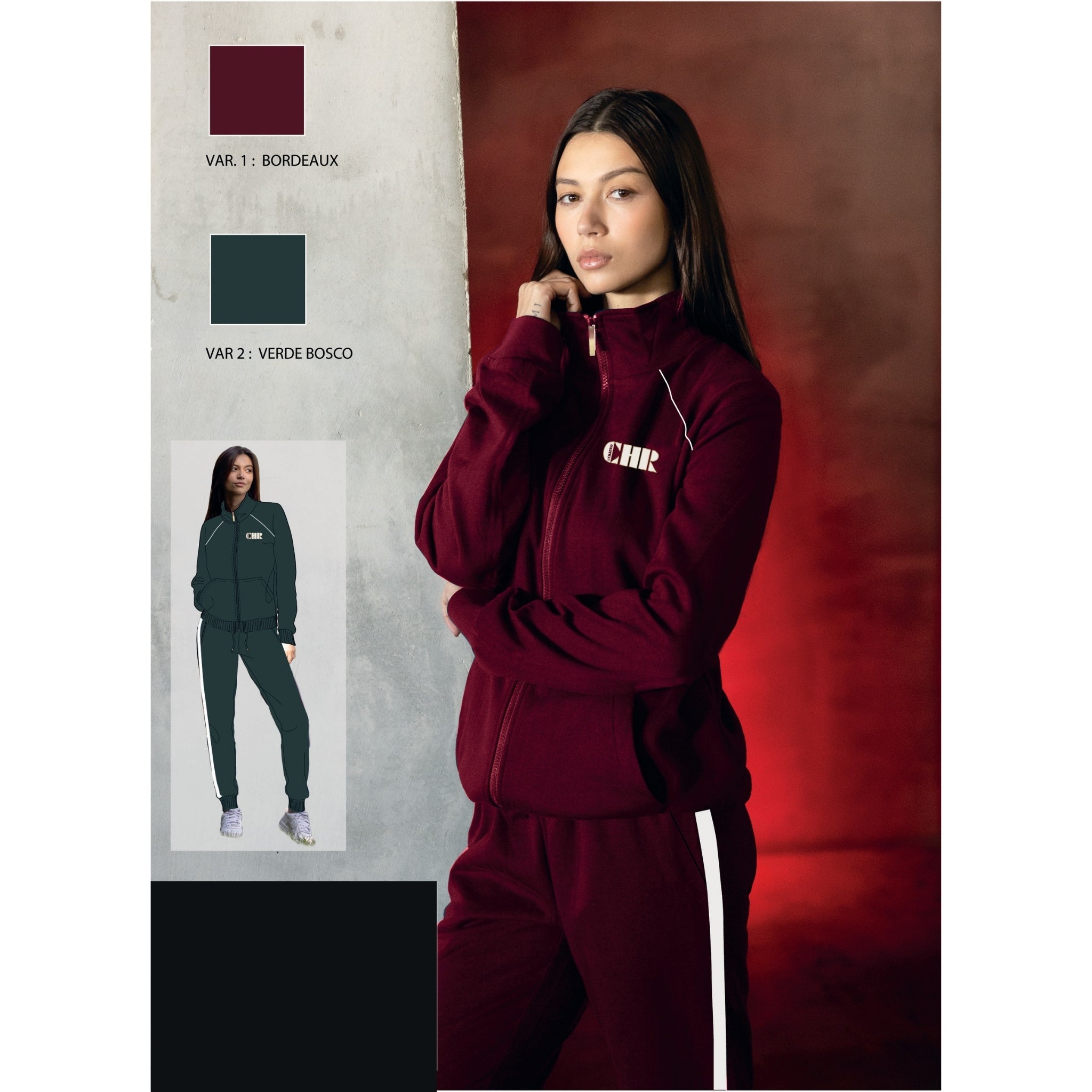 El Charro Sport Donna Tuta In Felpa Full Zip Pantalone Con Tasche E Coulisse Art. Gcl226