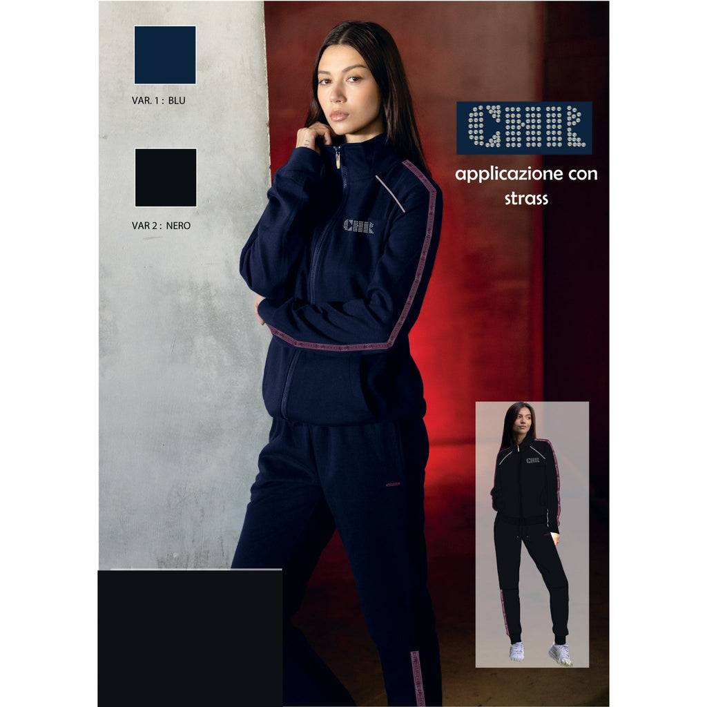 El Charro Sport Donna Tuta In Felpa Full Zip Pantalone Con Tasche E Coulisse Art. Gcl227