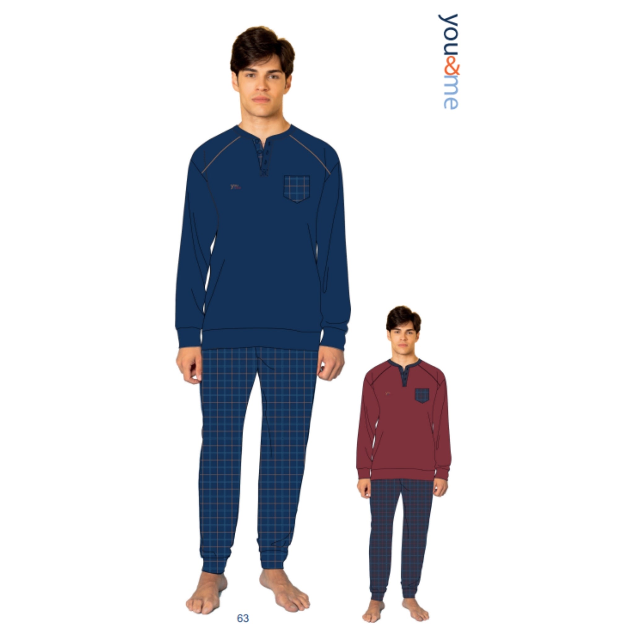 Irge Uomo Pile Pigiama Uomo Serafino In Pile Con Ricamo E Pantalone Fantasia Art. Ymp707