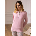 Linea Irge Punto Milano Pigiama Donna Ricamato Serafino 3 Bottoni Pantalone Fantasia Art. Ptd69