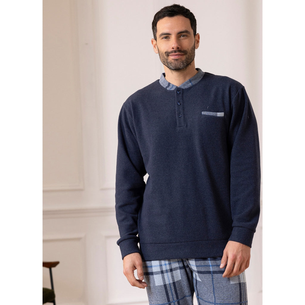 Linea Irge Punto Milano Pigiama Uomo Serafino 3 Bottoni Pantalone Con Polsino Art. Ptu85