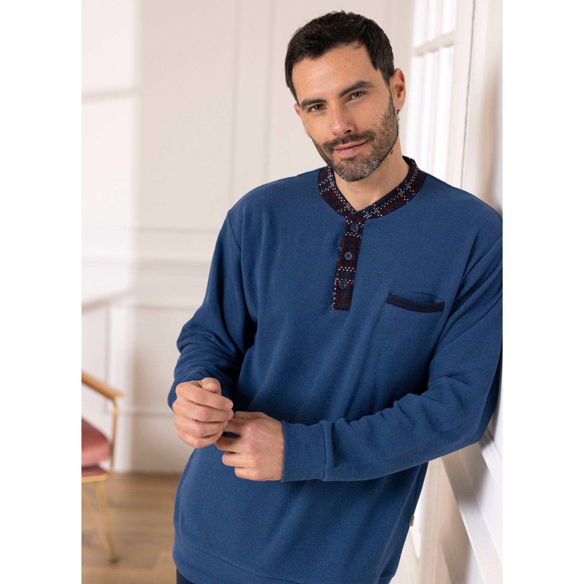 Linea Irge Punto Milano Pigiama Uomo Calibrato Serafino 3 Bottoni Pantalone Con Polsino Art. Cupm137