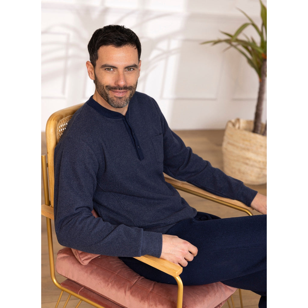Linea Irge Punto Milano  Pigiama Uomo Calibrato Serafino 3 Bottoni Pantalone Con Polsino Art. Cupm138