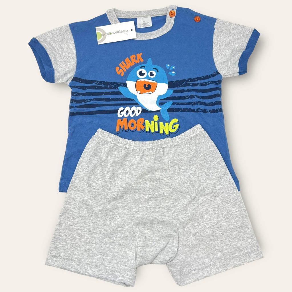Sognosondesto Pigiama Baby Mashietto -pantalone Corto Mezza Manica- In Puro Cotone Stampato  Art Esg23114