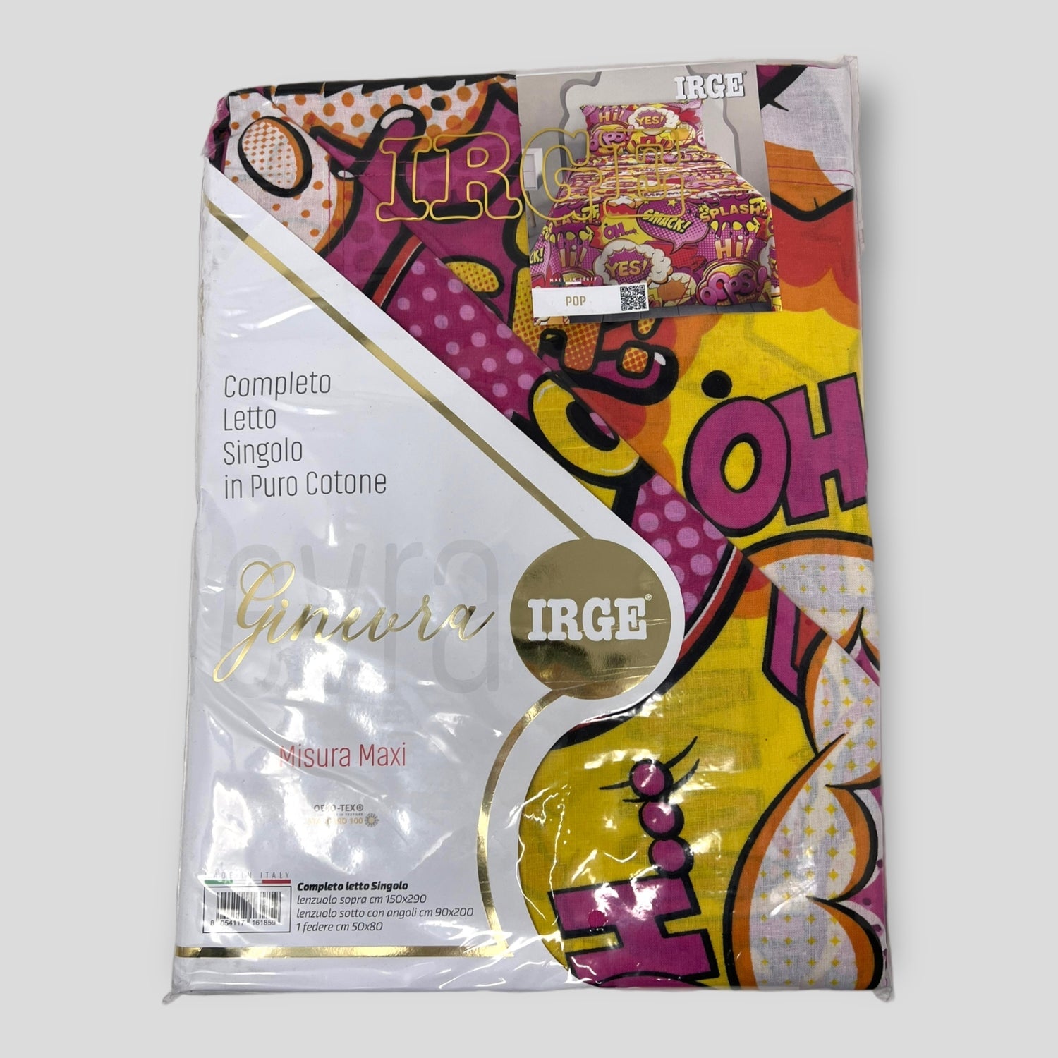 Irge Completo Lenzuola 1 Posto In Puro Cotone Fantasia   Art. Ginevra Pop