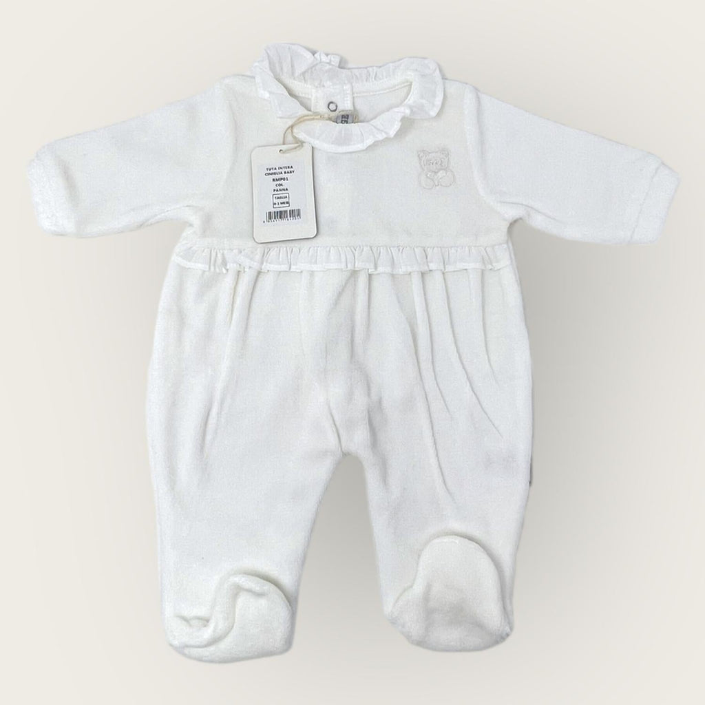 Irge Baby Tutina Baby Femminuccia In Morbida Ciniglia -di Cotone- Ricamata  Art. Rmp01
