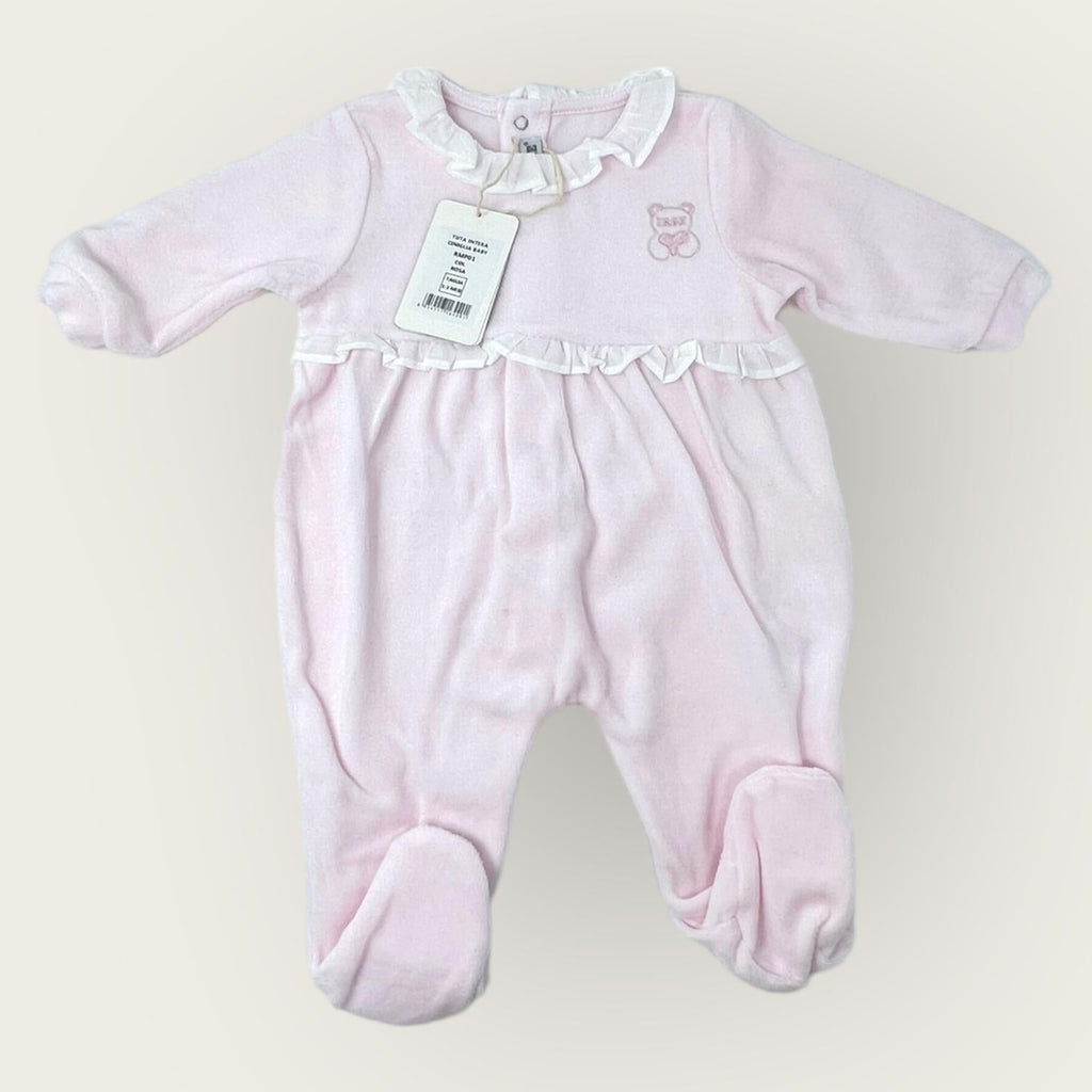 Irge Baby Tutina Baby Femminuccia In Morbida Ciniglia -di Cotone- Ricamata  Art. Rmp01