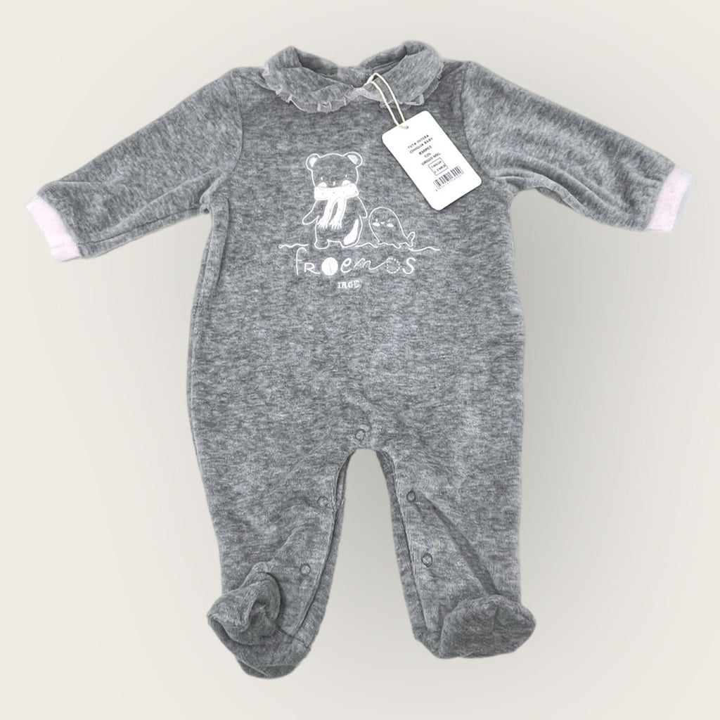 Irge Baby Tutina Baby Femminuccia In Morbida Ciniglia -di Cotone- Ricamata  Art. Rmp05