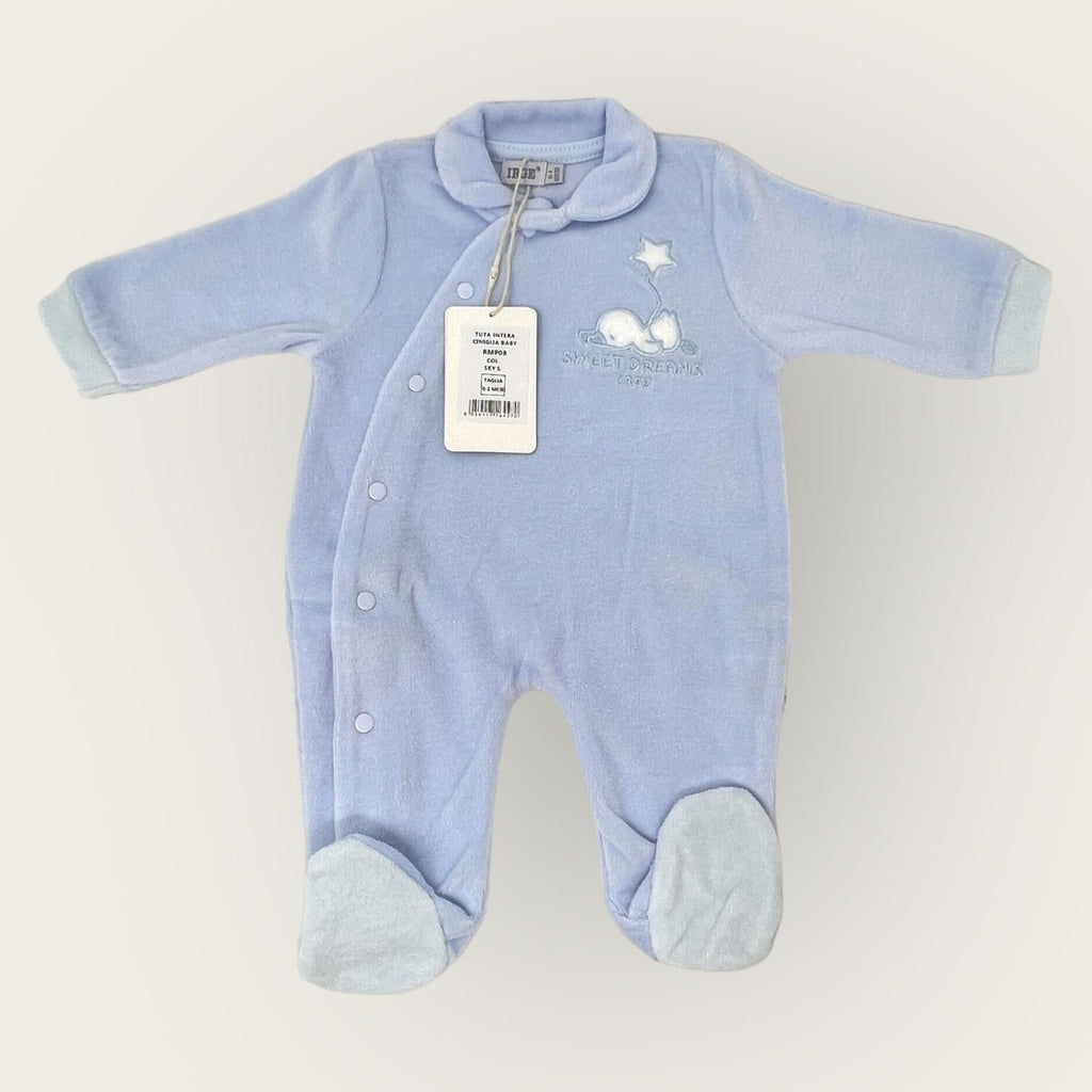 Irge Baby Tutina Baby Maschietto In Morbida Ciniglia -di Cotone- Ricamata  Art. Rmp08
