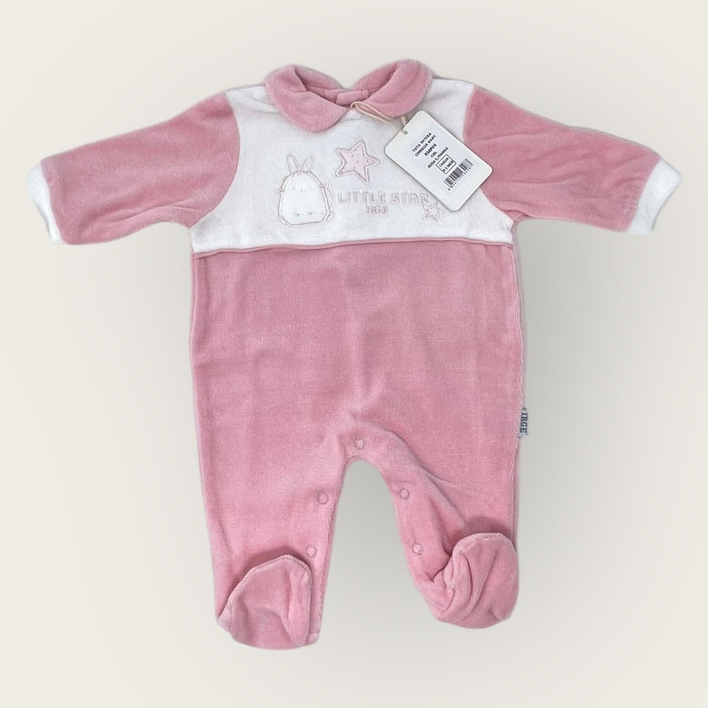 Irge Baby Tutina Baby Femminuccia In Morbida Ciniglia -di Cotone- Ricamata  Art. Rmp09