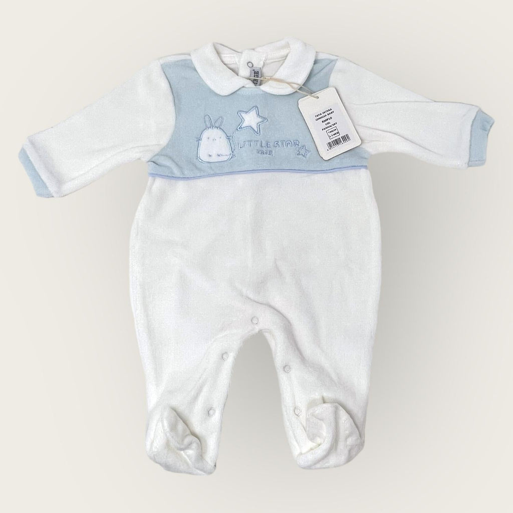 Irge Baby Tutina Baby Maschietto In Morbida Ciniglia -di Cotone- Ricamata  Art. Rmp10