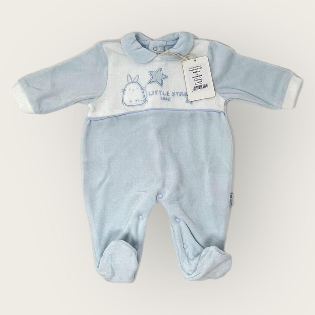 Irge Baby Tutina Baby Maschietto In Morbida Ciniglia -di Cotone- Ricamata  Art. Rmp10