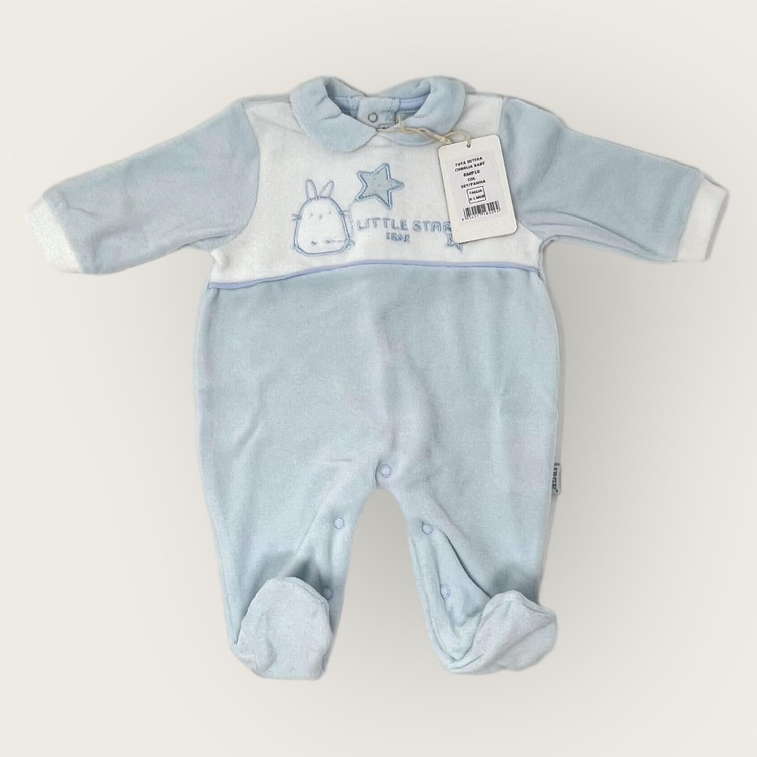 Irge Baby Tutina Baby Maschietto In Morbida Ciniglia -di Cotone- Ricamata  Art. Rmp10