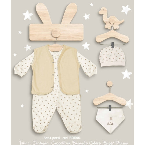 Irge Baby - Set Per Neonato Tutina Cargidan Cappellino E Bavaglino Modello Bandana Art. Bor05