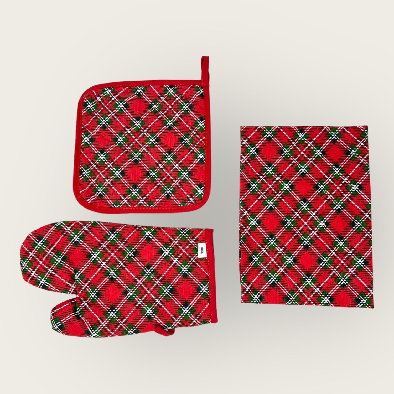 Irge Natale Set 3 Pezzi 1 Guantone 1 Presina 1 Strofinaccio In Cotone 4 Fantasie  Set 3 Pezzi