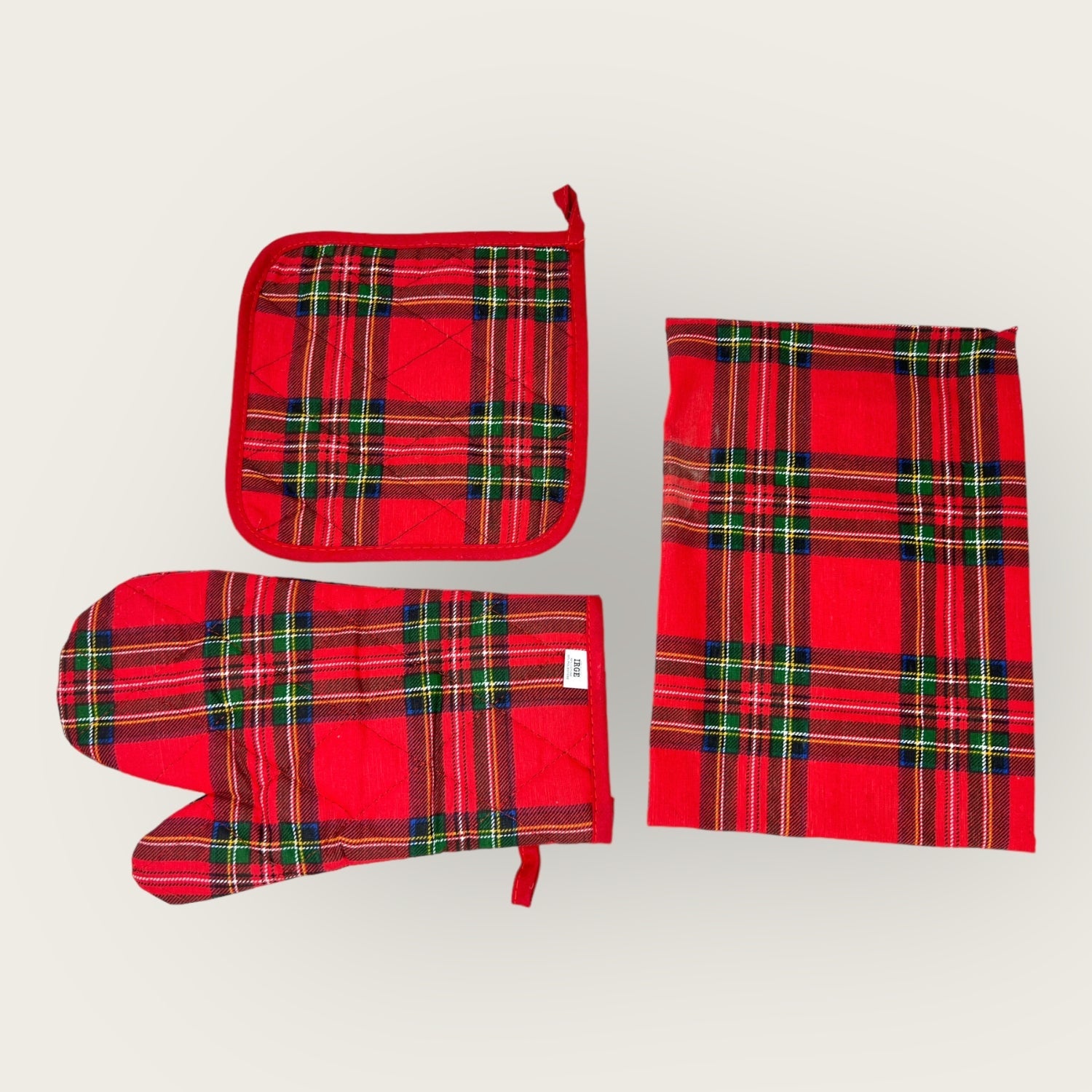 Irge Natale Set 3 Pezzi 1 Guantone 1 Presina 1 Strofinaccio In Cotone 4 Fantasie  Set 3 Pezzi