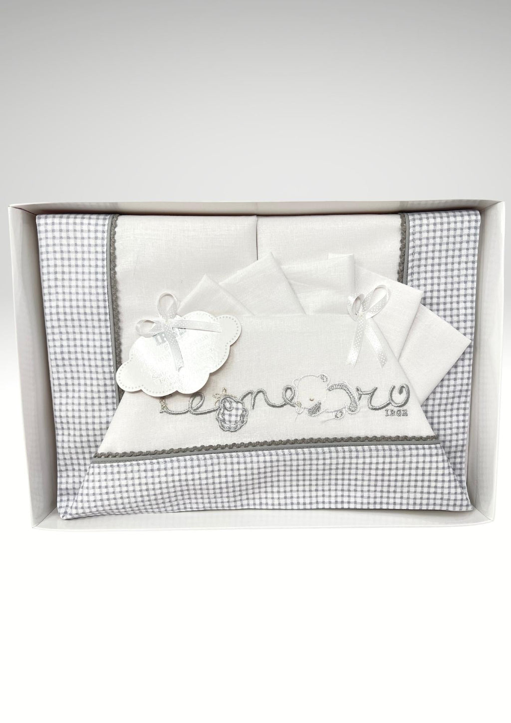 Irge Completo Lenzuolini Per Lettino Grande In Puro Cotone Ricamato 120x180 Art. Bicl02