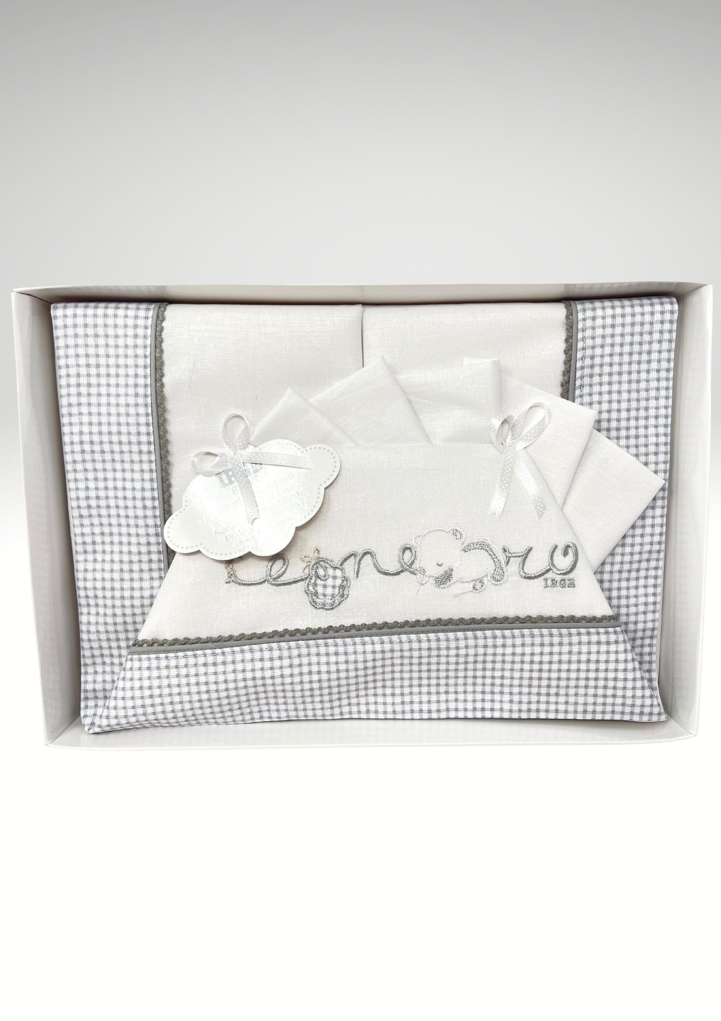 Irge Completo Lenzuolini Per Lettino Grande In Puro Cotone Ricamato 120x180 Art. Bicl02